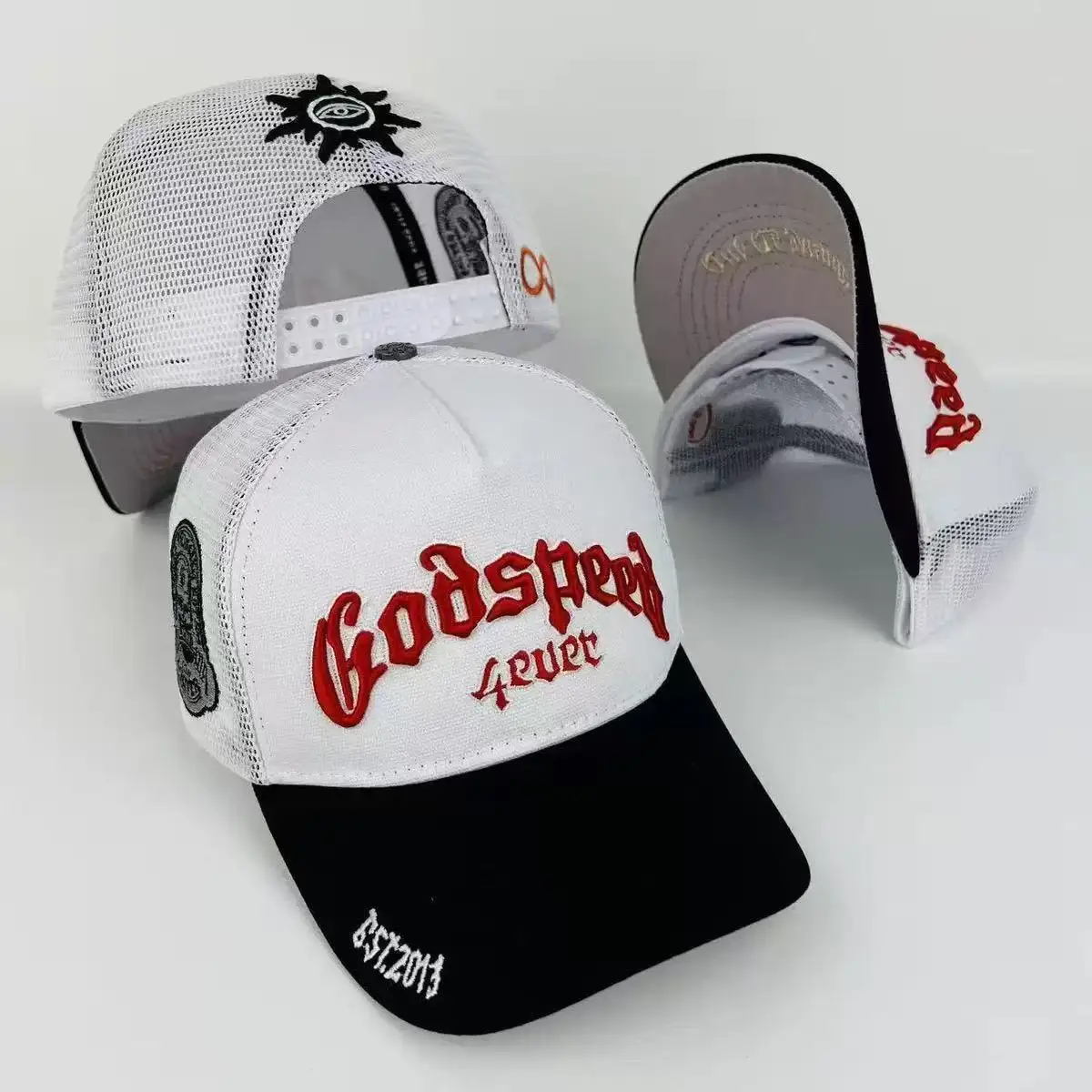 GOD SPEED High Street Baseball Cap Glitter Embroidered Letters Washed out Style Fashionable Casual Cotton Hat for Youth