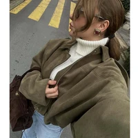 Vestes bomber en faux daim pour femme, veste oversize zippée, vêtements d'extérieur pour femme, vestes varsity rembourrées, streetwear, manteaux pour femme 3
