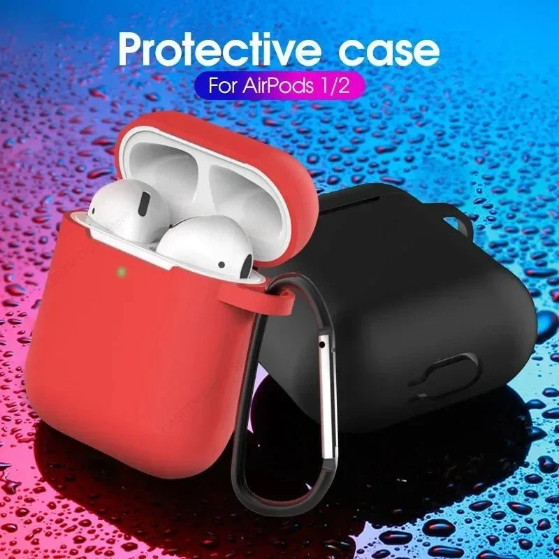 Silicone Cases For Airpods 1/2 Luxury Wireless Earphone Protective Cover Anti-drop Housing For With Hook Headphone Accessories