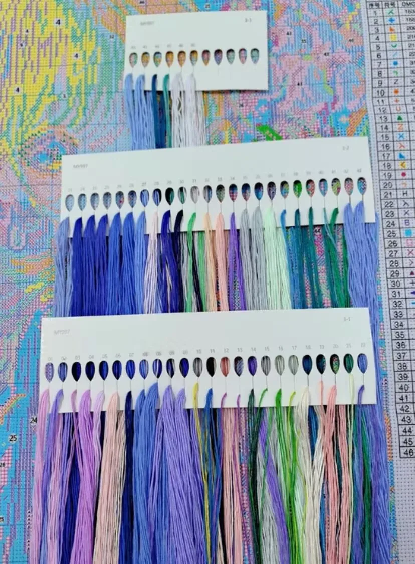 Kits imprimés féeriques de dessin animé 9ct 60x80cm, broderie au point de croix, ensemble de couture, artisanat de décoration pour la maison avec fils d'aiguilles