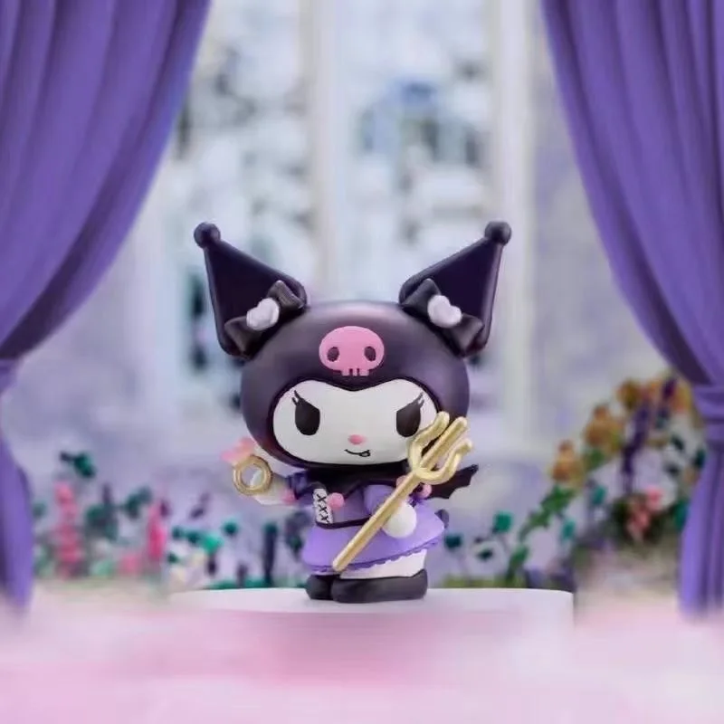 Sanrio kuromi série de festa de aniversário caixa cega na moda modelo artesanal ornamento de mesa boneca crianças brinquedo presente da menina versão chinesa