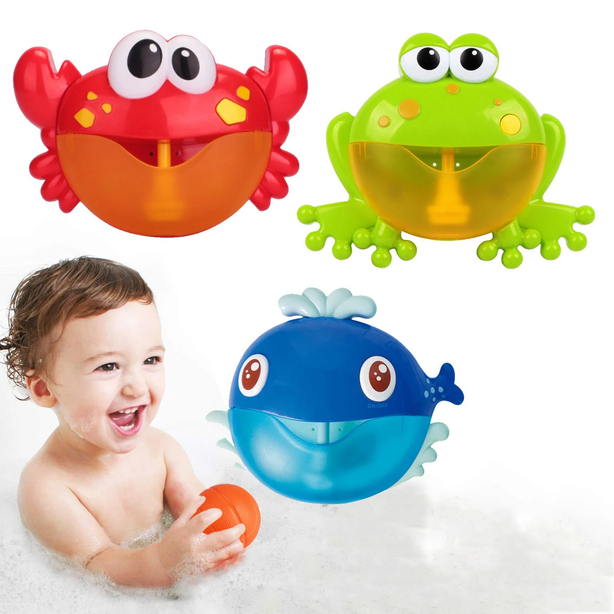 Baby Bath Toys Bubble Machine Crabs Frog Music Kid Bath Toy Bathtub Soap Automatic Bubble Maker Funny Whales Frogs Pool Swimming