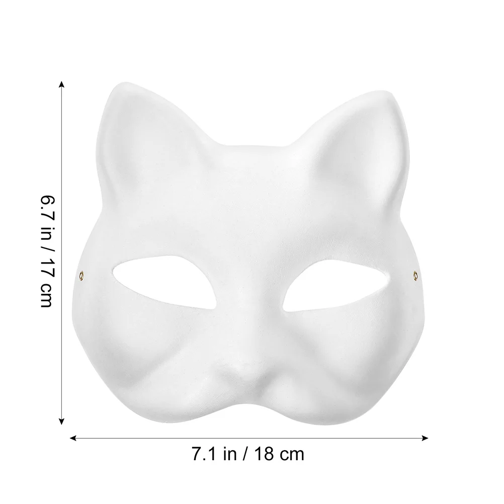 Metade Animal Masquerade Paper Mask, Máscara de Bola Branca, Cosplay de Halloween, Gato DIY para Rosto, Casal Pintável, 5 Pcs, 4 Pcs, 3 Pcs, 2Pcs, # J