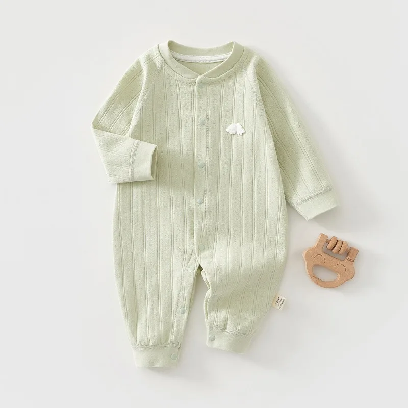 ZOETOPKID Baby Onesie Cotton Long-sleeved Pajamas Spring and Fall Cute Wings Embroidered Jumpsuit Boys Girls Rompers