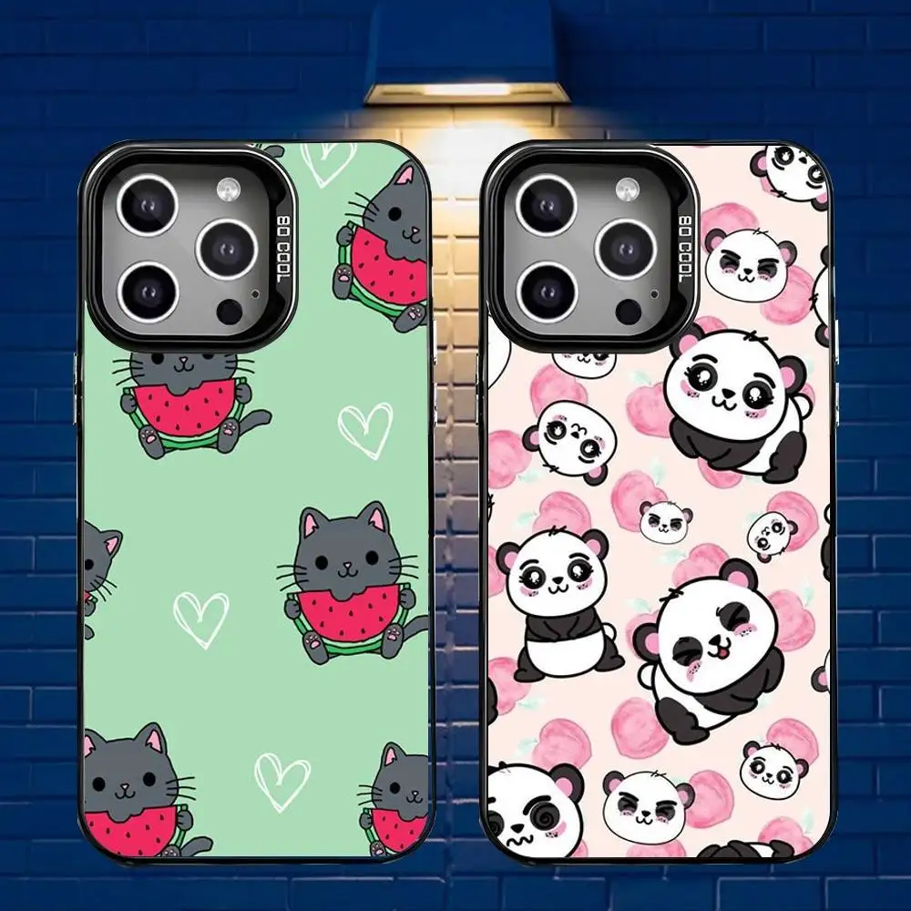 

Summer Cool Watermelon Cat Phone Case For iPhone 16,15,14,13,12,11,Mini,Pro,E,MAX Gray Matte Silicone Black Cover