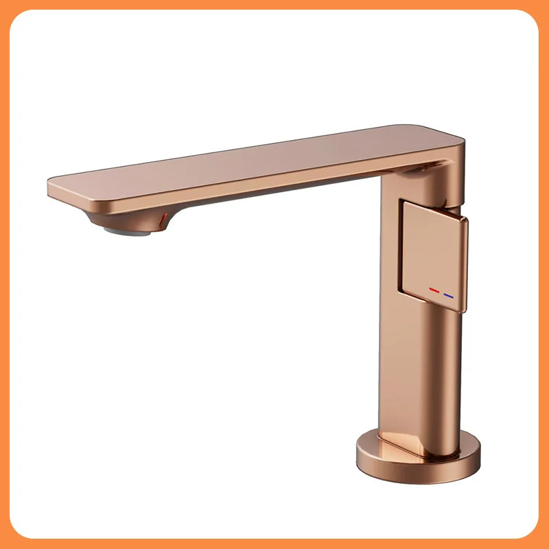 

New Rose Gold Bathroom Basin Faucet Gun Gray Sink Mixer Brass Bathroom Sink Faucets Hot And Cold Single Lever Basin Tap