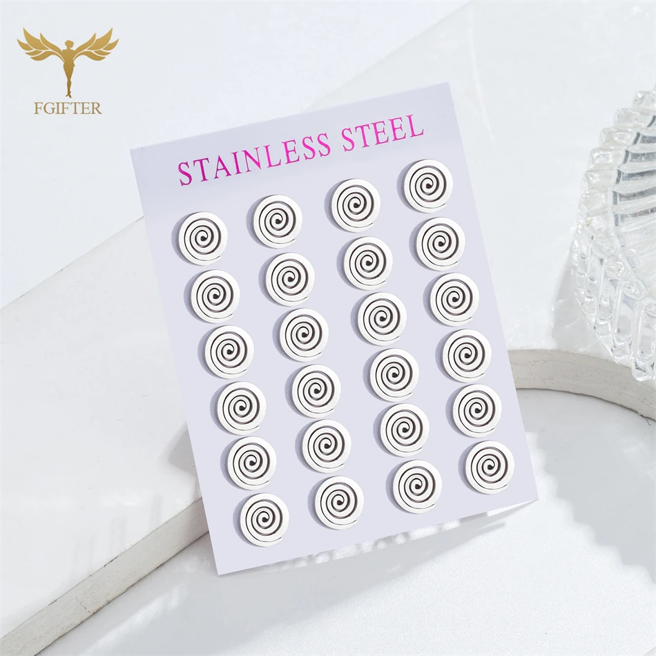 12 Pairs Stainless Steel Earrings Set Circles Ear Piercing Stud Earrings Women Fashion Jewelry Accessories Cheap For Resale Gift