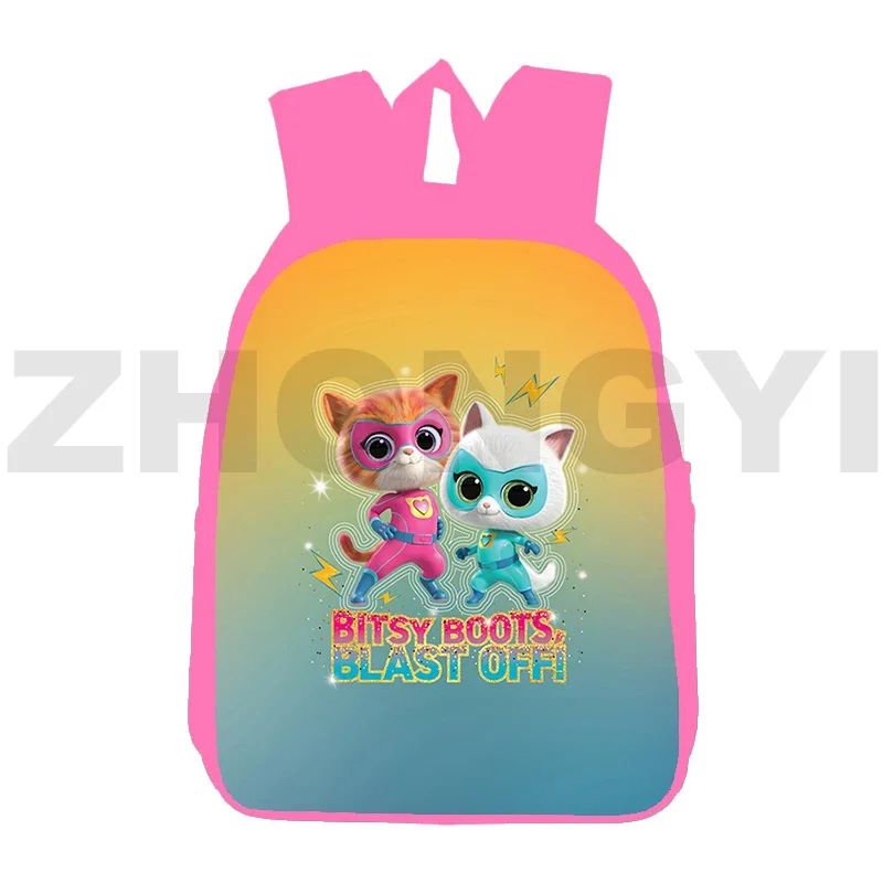 Modny plecak SuperKitties 3D wysokiej jakości Bookbag 12/16 Cal uroczy plecak szkolny SuperKitties dla uczniów szkół podstawowych