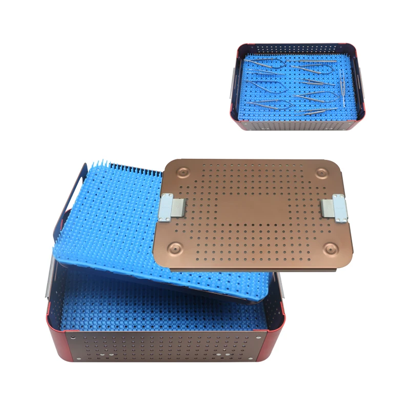 

GREATLH Sterilization Tray Case Disinfection Box Double Layers Autoclavable Eye Dental Surgical Instrument Aluminium Alloy