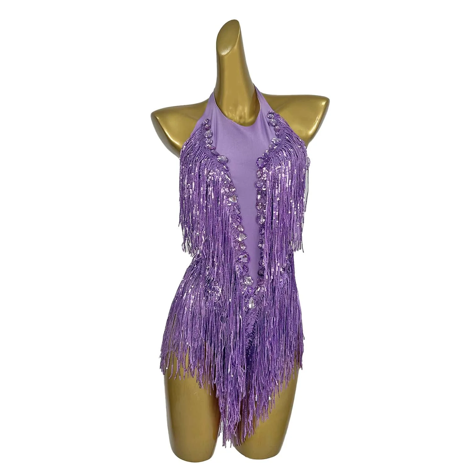 Sparkly Purple Rhinestone Women Bodysuit Sexy Bar Party Tassel Suit Singing Stage Performance Nightclub Show Outfit Shuye