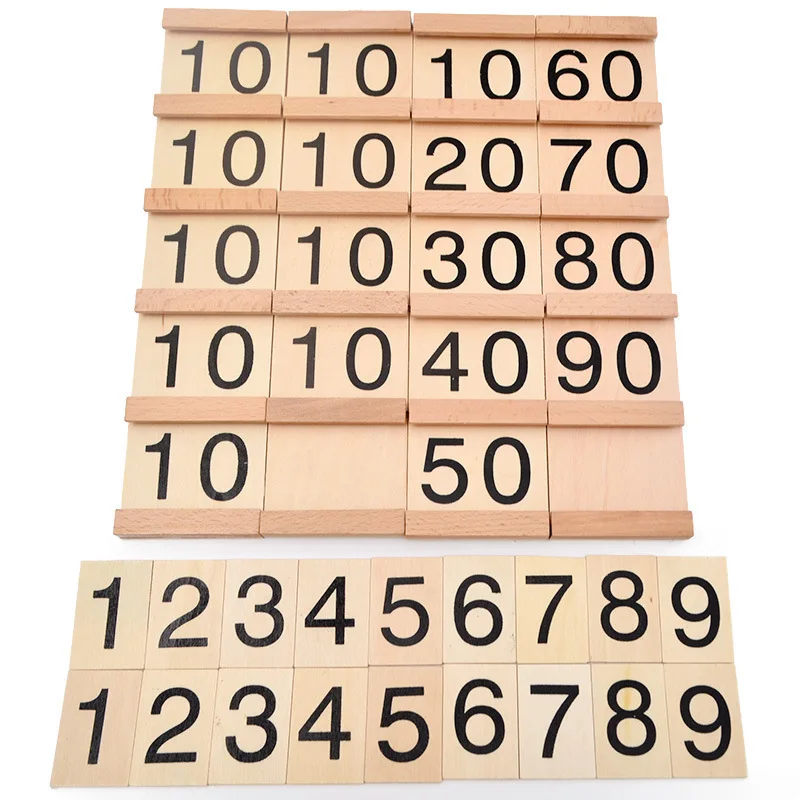 Children's Wooden Montessori Numbers 1-99 Learning Card Math Teaching Aid Preschool Children Early Education Educational Toys