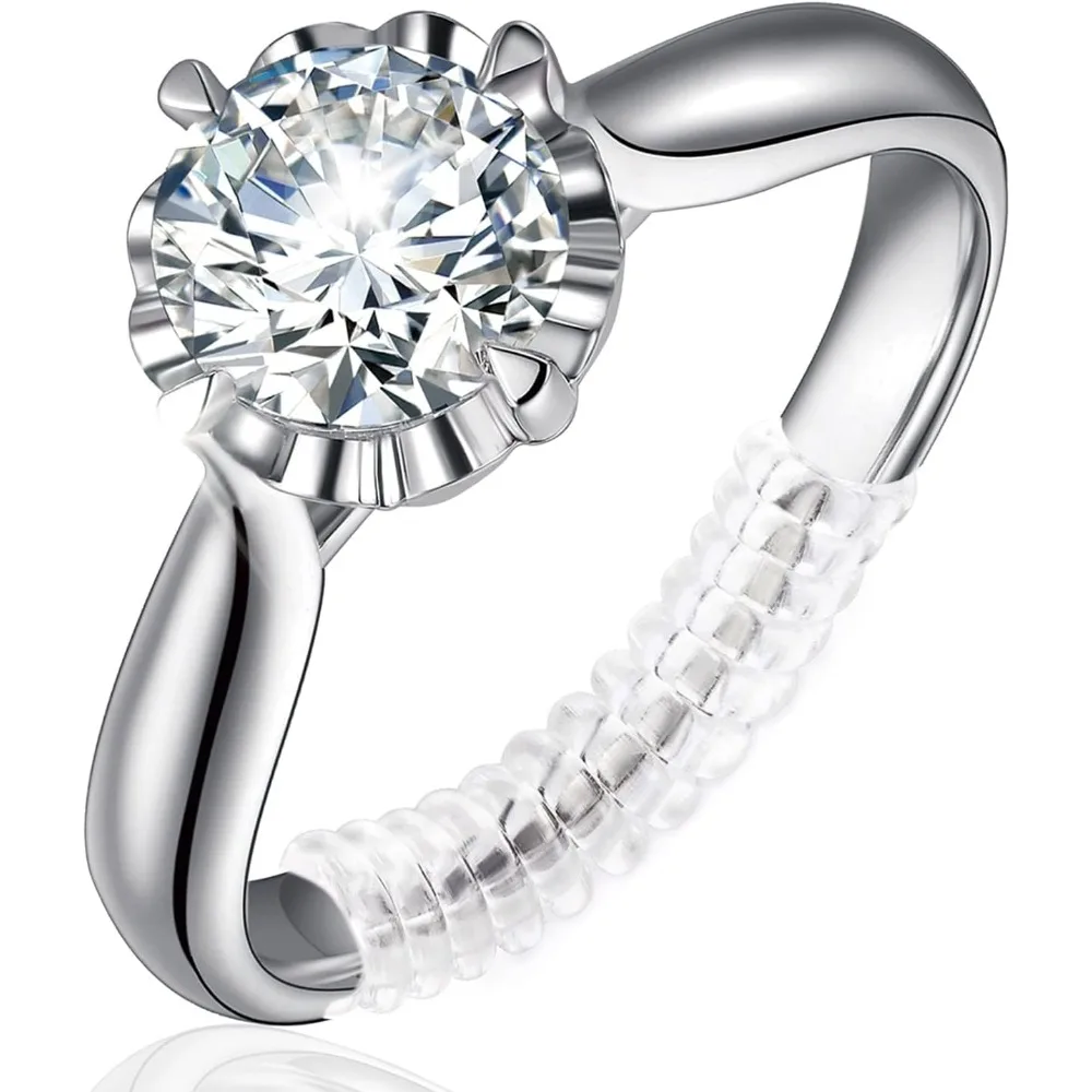 12 Pack Ring Sizers, 4 Sizes, Invisible Design, Space and Tighten Bands up to 6mm, Reduces Size by 0.5-1.5