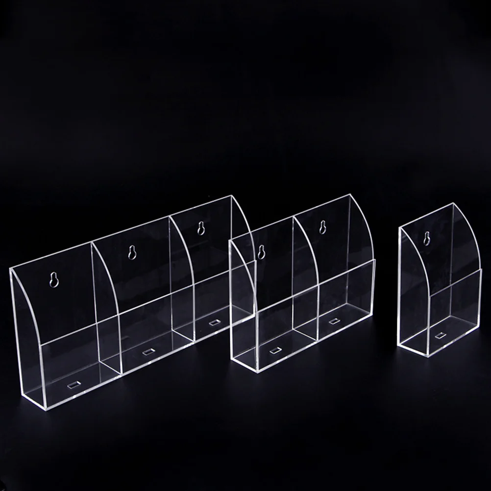 Afbeelding 6: 2-raster aan de muur gemonteerd transparant opbergrek voor afstandsbediening Mobiele telefoon opladen Organizer Box Container Case voor thuiskantoor