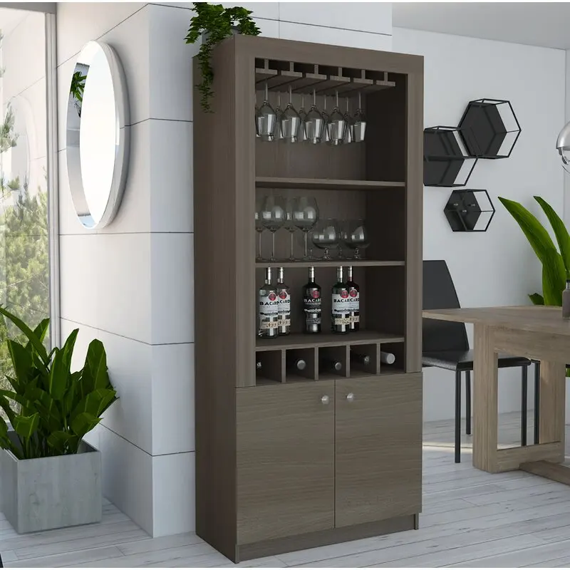 

Bar Cabinets Kitchen Home Wood With Rack and Glass Storage Wall Wooden Liquor Led Barrel for Wine Cabinet Modern