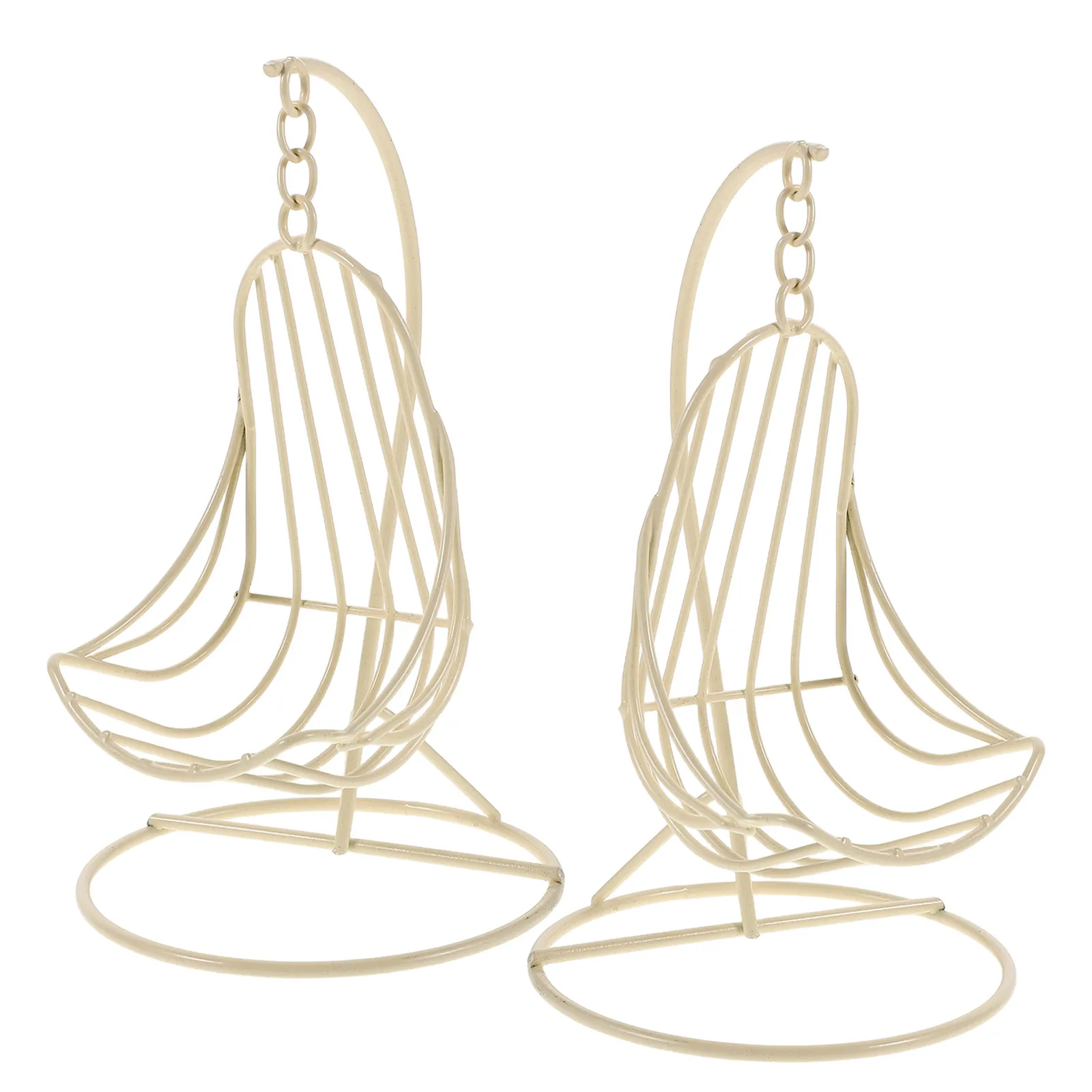 

2Pcs Miniature Rustic Metal Swing Chair Elegant Detailed Finish for Dollhouse Mini Furniture Tiny House Decoration Photo Props