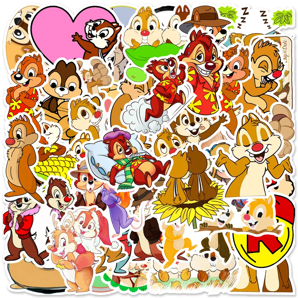 10/30/50PCS Disney Chip and Dale Cartoon Sticker DIY Phone Bicycle Laptop Luggage Skateboard Graffiti Decals Fun for Kid Toy