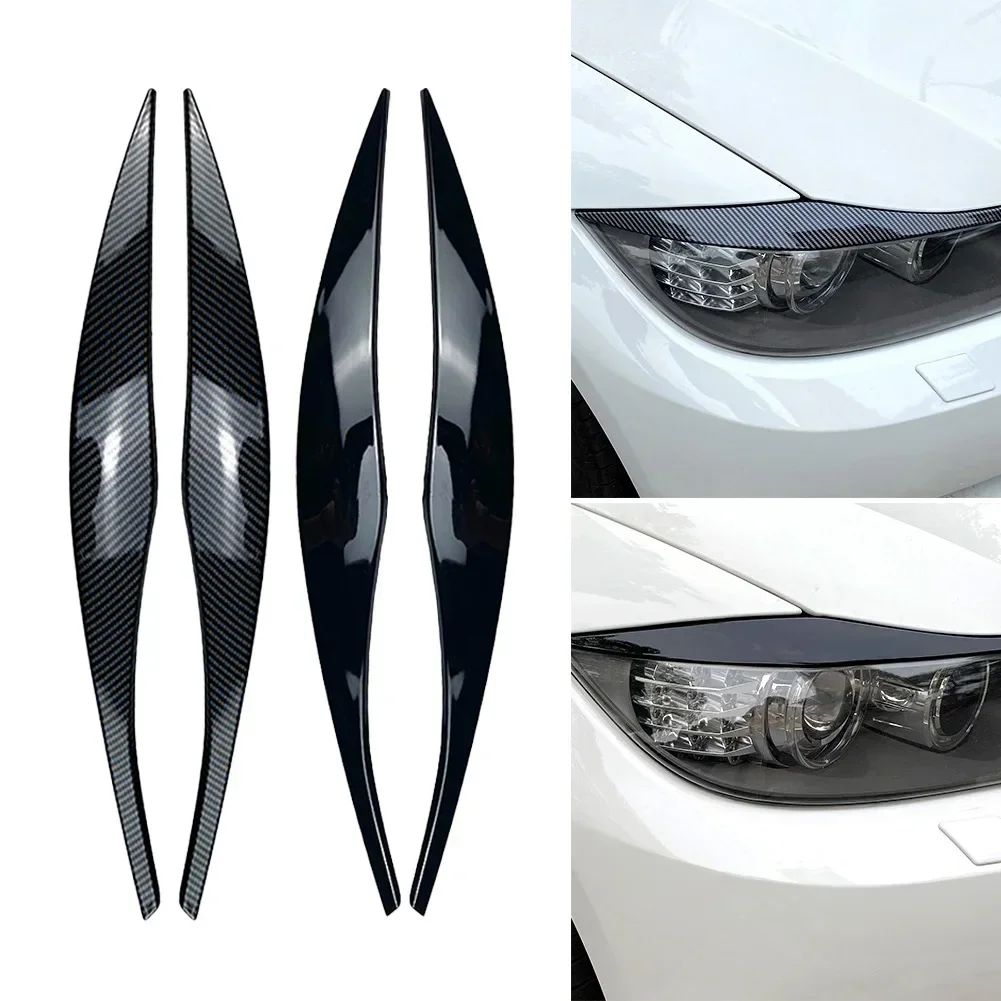 

2Pcs Car Headlight Eyebrows Eyelid Trim For BMW 3 Series E90 E91 2005-2011 Carbon Fiber Look For Sedan / Touring
