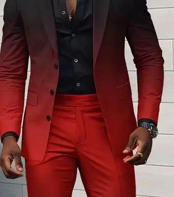 Mens Gradient Single Breasted 2 Piece Suit Notch Lapel Slim Fit Blazer & Pants Set Men Wedding Party Formal Suit