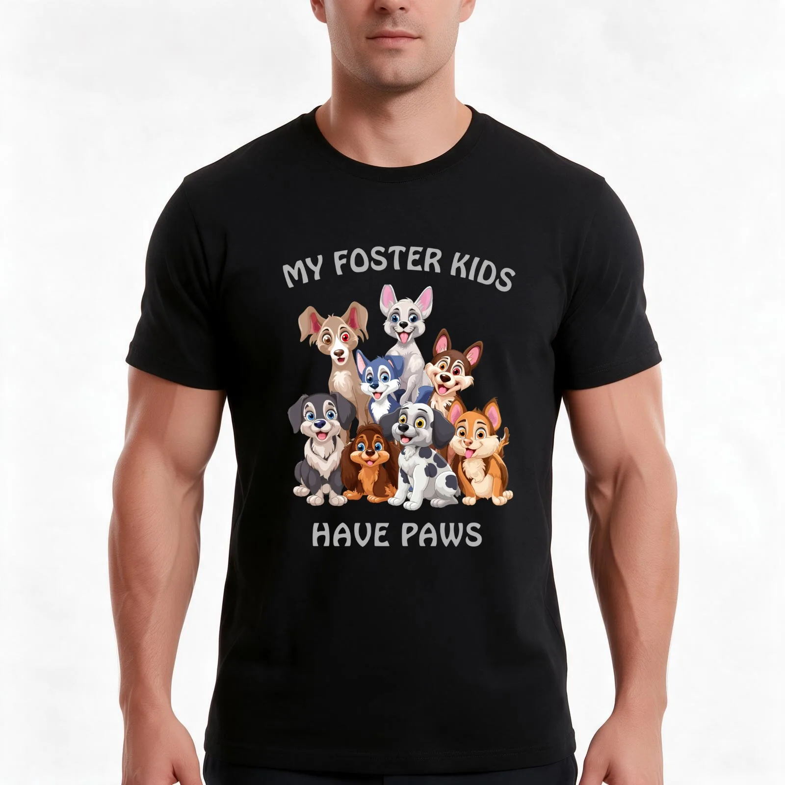 My Foster Kids Have Paws Cute T-Shirt, Summer Casual Cotton Tee, Oversized Streetwear Tops, Vintage Graphic Print, 100% Cotton