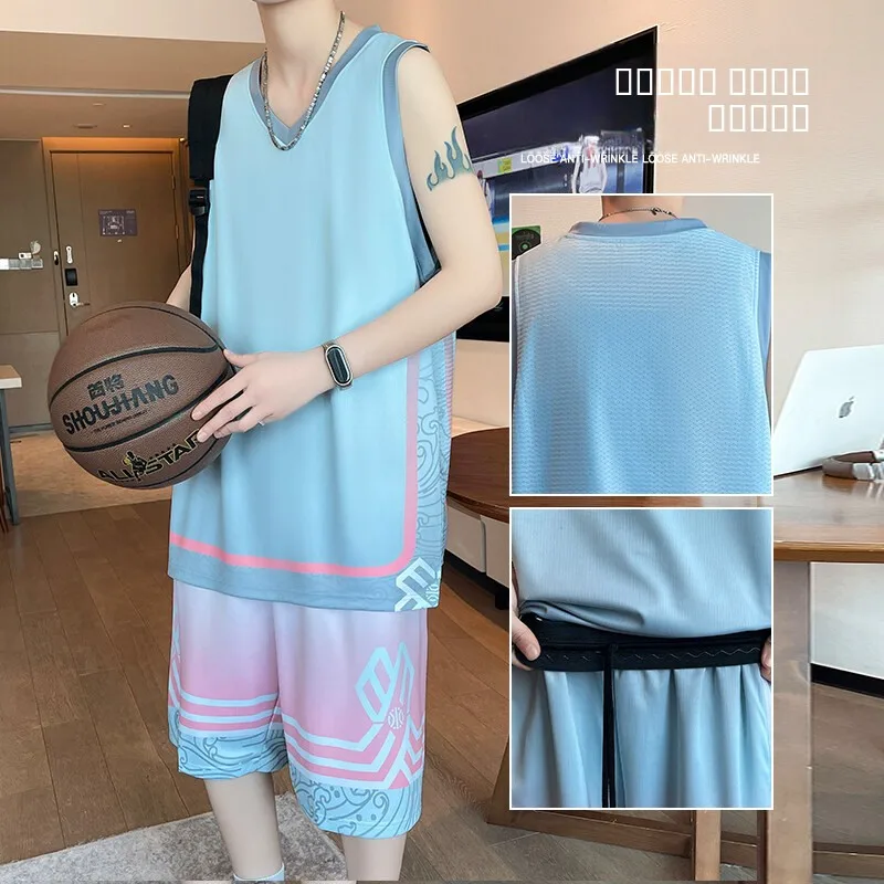 

Новый комплект для баскетбола из ледяного шелка 2025 года для подростков и мальчиков, летняя быстросохнущая спортивная тренировочная одежда, доступны большие размеры