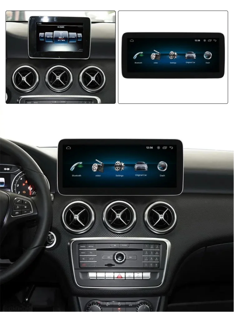 EU-Lagerbestand 10,25'' 1920*720 QLED Bildschirm Kabelloses Carplay Autoradio Multimedia-Player für Benz A CLA GLA W176 2012-2018 NTG4.5 NTG5.0 Android Auto WIFI BT Beibehaltung des Originalsystems