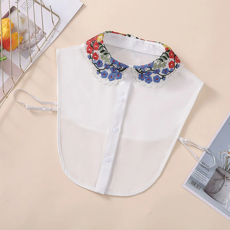 

Vintage White False Collar With Embroidery Fake Collar Women Chiffon Detachable Collars Nep Kraagie Clothing accessories