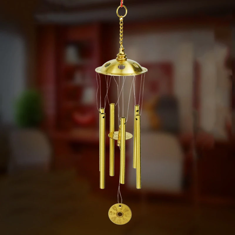 Five-layer Copper Wind Chime Brass Eight Trigrams Wealth Attracting Copper Bell Living Room Entrance Door Pendant Geomancy Decor