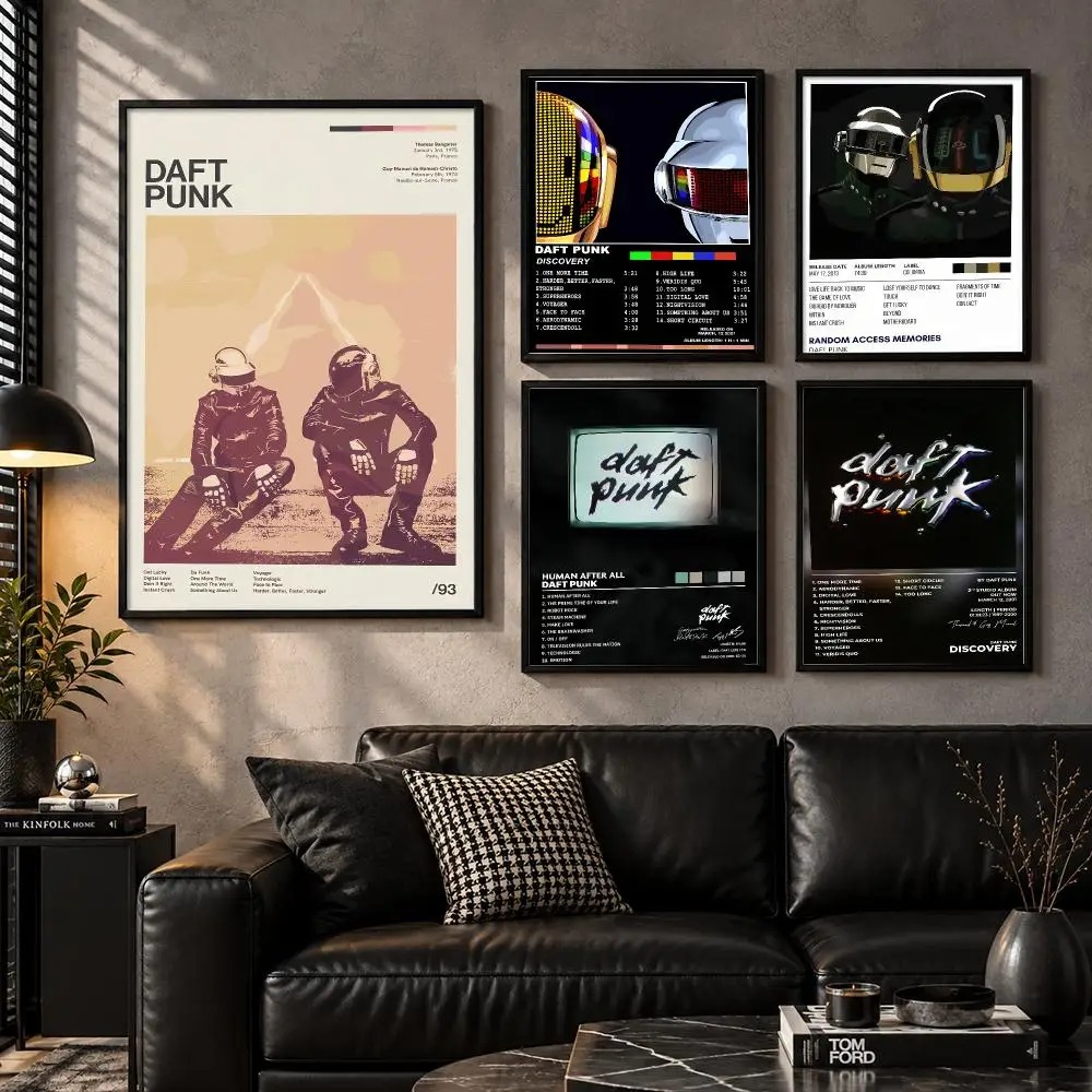 Music Band D-Daft Punk Poster Wall Art Sticker For Living Room Bedroom Bar Home Decor Mural Painting Decoration