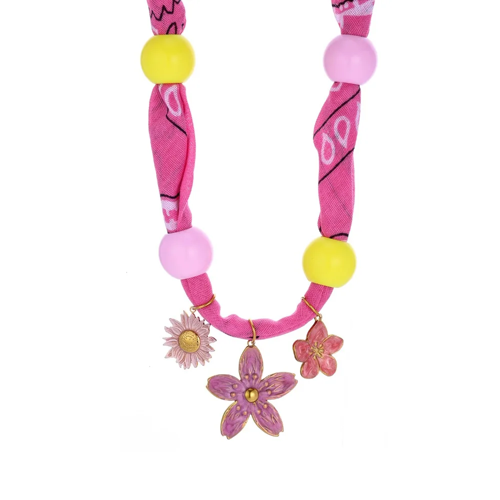 

Personality Flower Scarf Chain Necklace Ethnic Style Marine Organism Charms Nylon Rope Choker Jewelry Accessories Beads