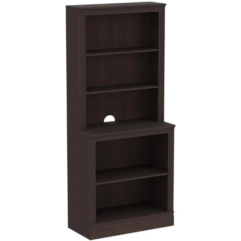 Multi-Depth 5-Tier Bookshelf Storage Display Organizer Home Office Living Room Dark Cherry, Customized