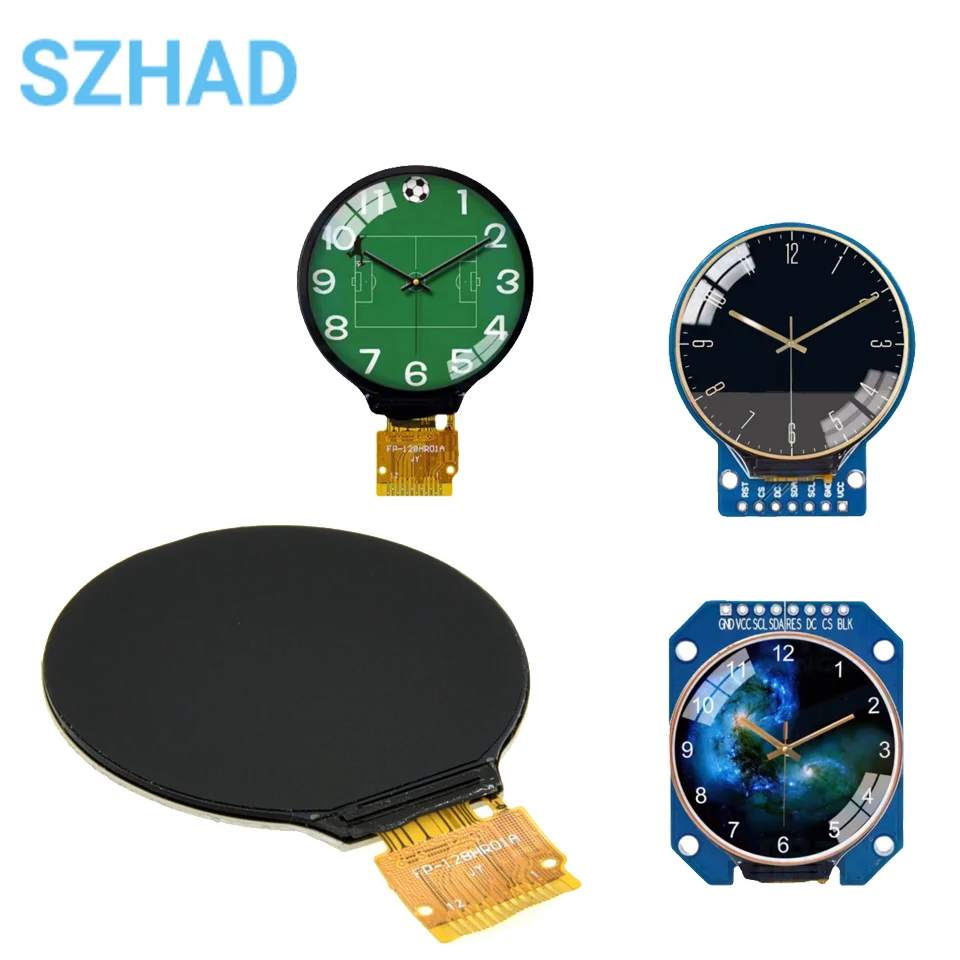 1.28 inch TFT LCD Display Module DC 3.3V Round RGB IPS HD 240x240 Resolution GC9A01 Driver 4 Wire SPI Interface Adapter Board