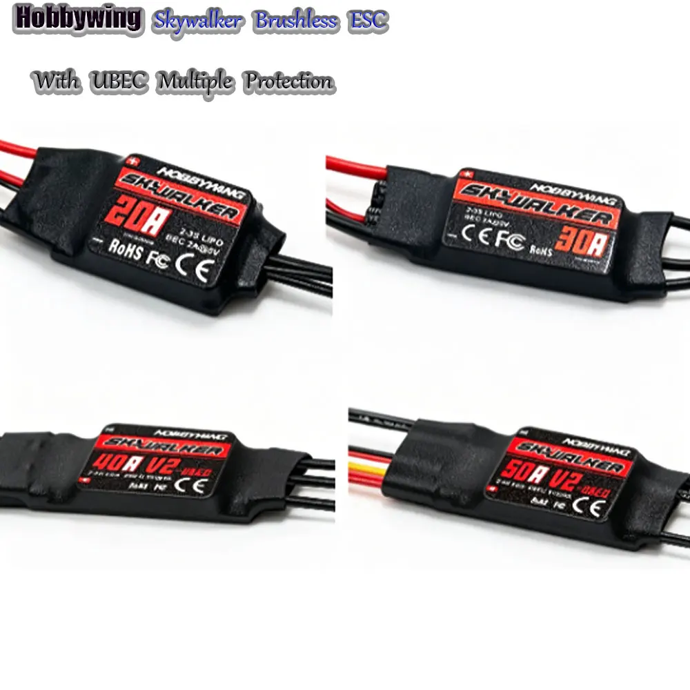 Hobbywing Skywalker 20A-80A ESC Built-in UBEC Brushless Speed Controller for RC Plane Helicopter