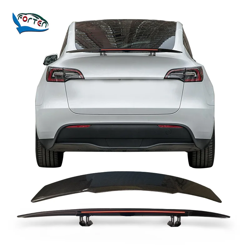 Universal Auto Lift Up&Down Electric Spoiler Wings for Tesla Model Y Car Rear Trunk Tail Flexible Spoiler Carbon Fiber Design