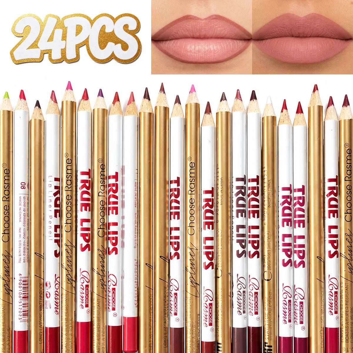 24Color Matte Lip Liner Pencil Set, Long Lasting Waterproof Smooth Lip Liners, Velvet Lip Pencils for Lips Makeup, Nude Red Brown Lip Liner Kit for Women Daily Party Cosmetics