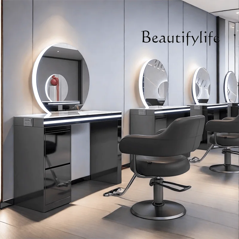 

B Специальный зеркальный стол для парикмахерской, рабочий стол для парикмахерской, двустороннее зеркало, зеркальный стол для салона красоты из нержавеющей стали