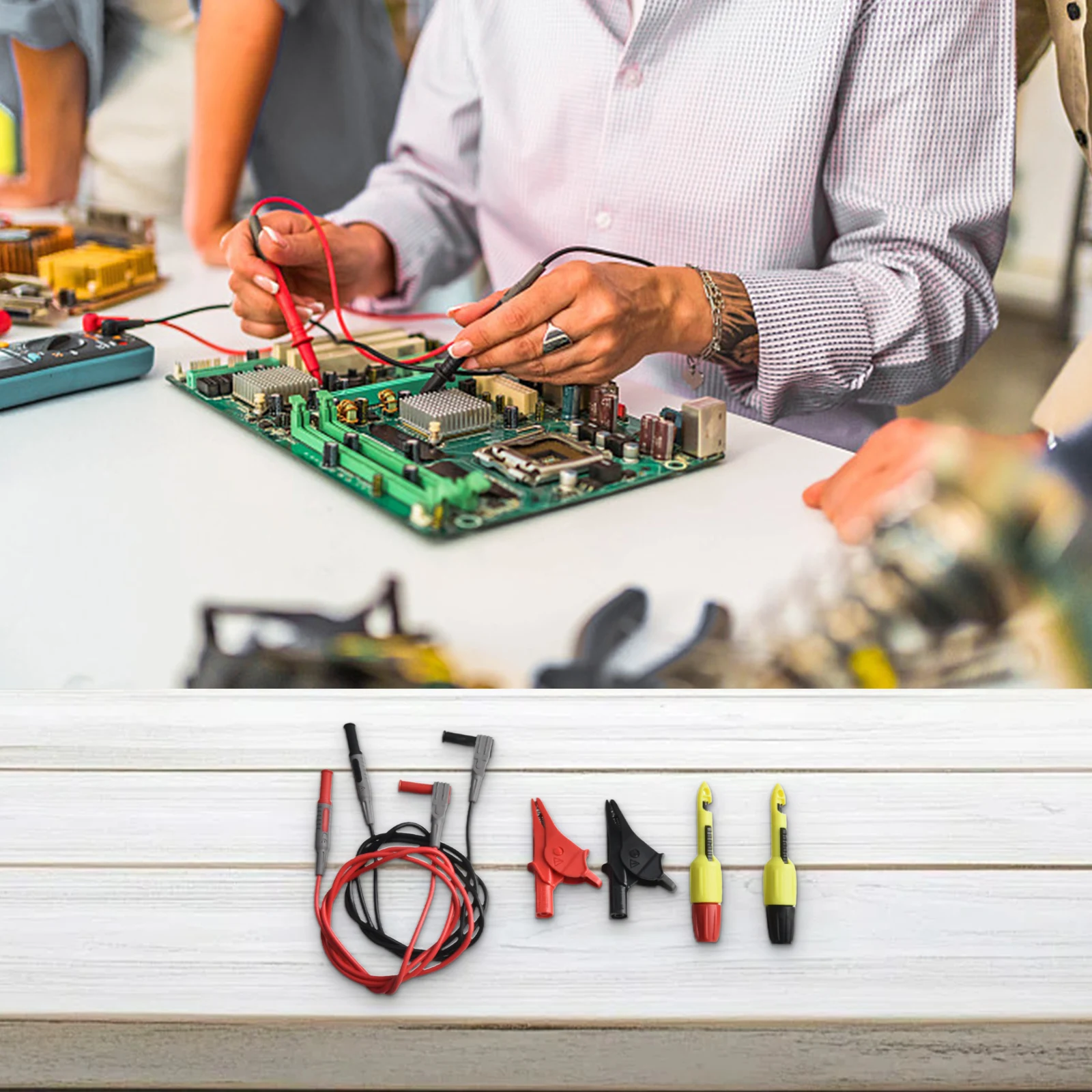 Efficient Voltage Measurement Tool Complete 6PCS Multimeter Set Featuring Sturdy Clamps & Effective Probing Solutions