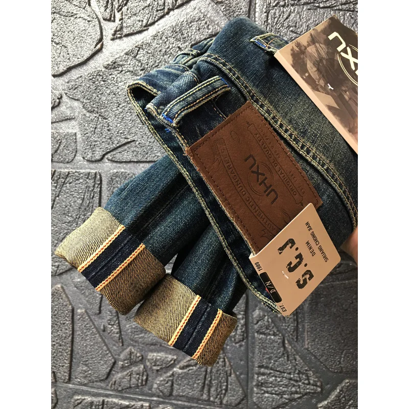 

Heavy duty washed denim jeans for men, high-end light luxury American retro casual fit, straight tube nostalgic versatile pants