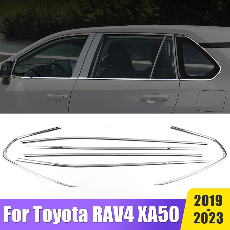 For Toyota RAV4 RAV 4 2019 2020 2021 2022 2023 XA50 Car Side Window Decoration Molding Strip Body Cover Trim Sticker Accessories