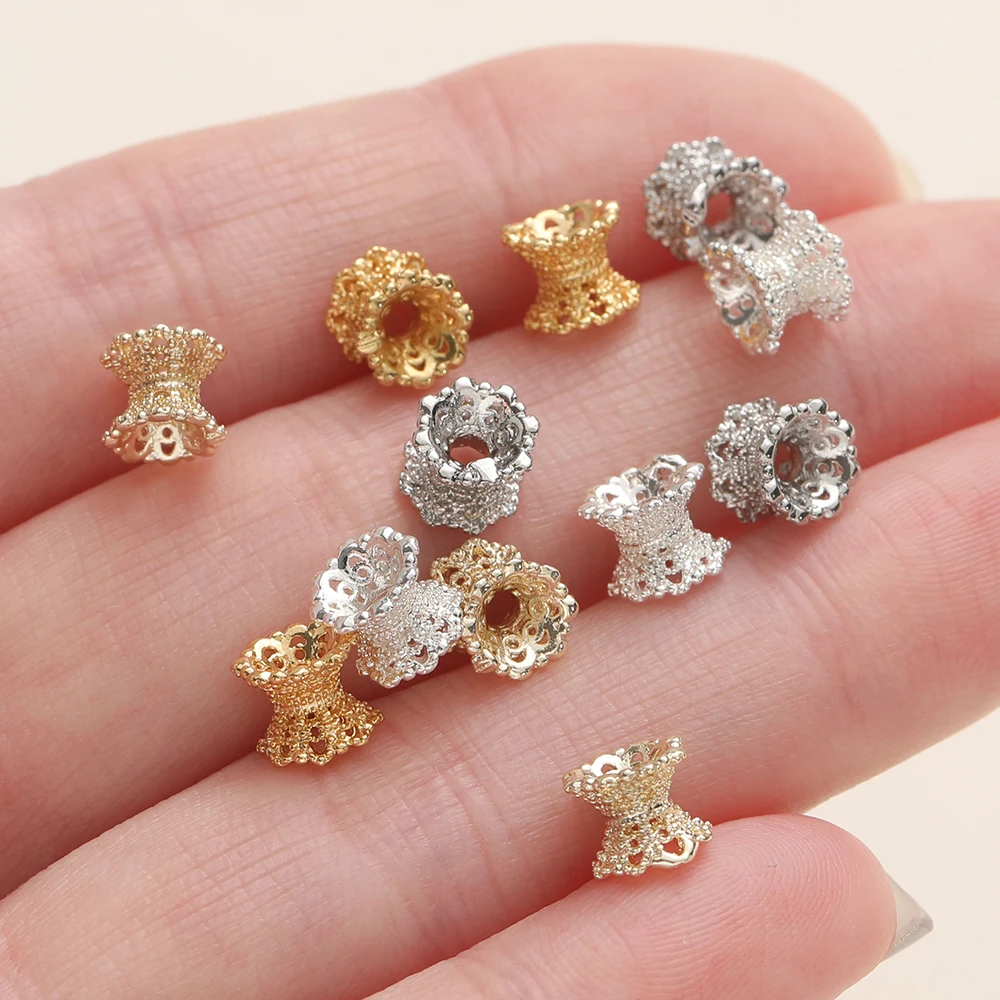 

5/10Pcs/Pack 5*6mm 14/18K Gold Color Plated Hollow Flower Bead Caps for DIY Bracelets Necklace Jewelry Making Accessories