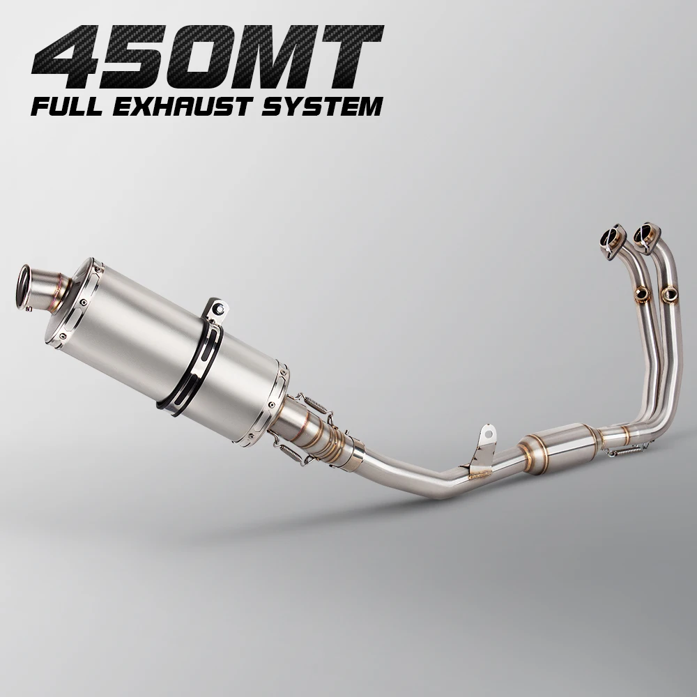 Slip On For CFMOTO 450MT Full System Motorcycle Exhaust Modified Escape Moto Stainless Steel Muffler with Front Middle Link Pipe