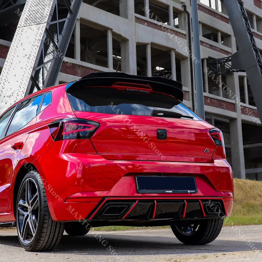 Maxton Style Add-on Roof Spoiler Cap for Seat Ibiza MK5 6F Hatchback 2017-2025 with Cupra Spoiler Glossy Black Tail Wing Bodykit
