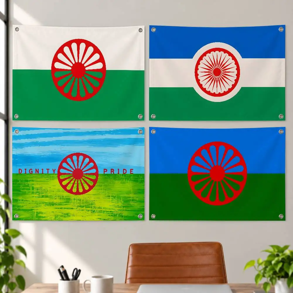 Gypsy Romani Peoples Aesthetic Wall Tapestry Flag Printed Wall Hanging Living Room Party Outdoor Decor