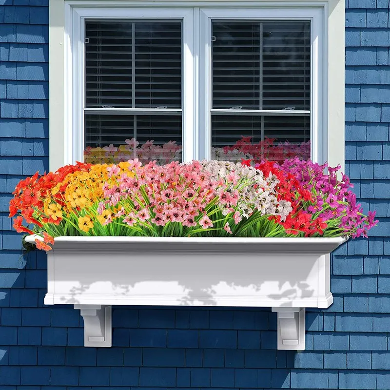 

24 Bundles Artificial Flowers for Outdoors Indoors Fake Flowers Plants for Indoor Outside Garden Porch Window Box Home Wedding