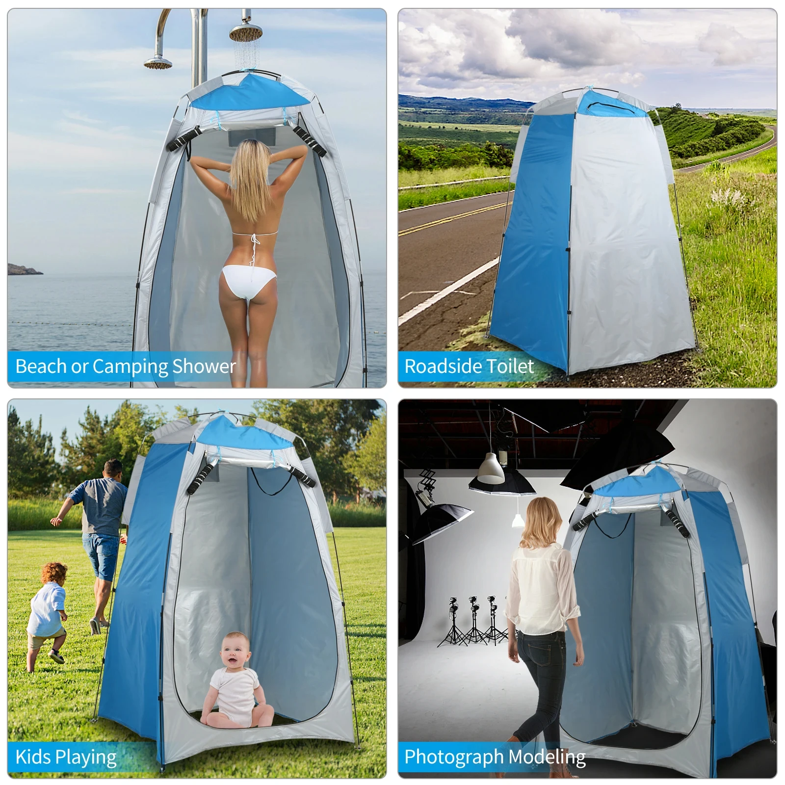 1 Person Portable Privacy Shower Toilet Camping Pop Up Tent UV Function Outdoor Dressing Photography Green Blue Fishing WC