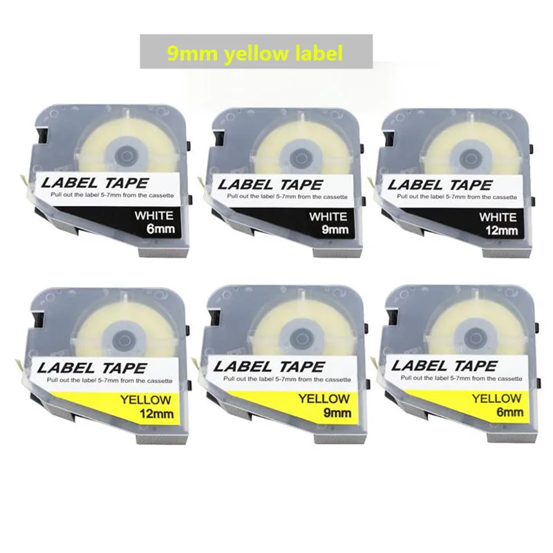 10PK Yellow 9mmX8m Cassette label Tapes lm-409y Ink Ribbon Printer Label Stickers For LMARK Cable ID Printer Tube Printer lk-320