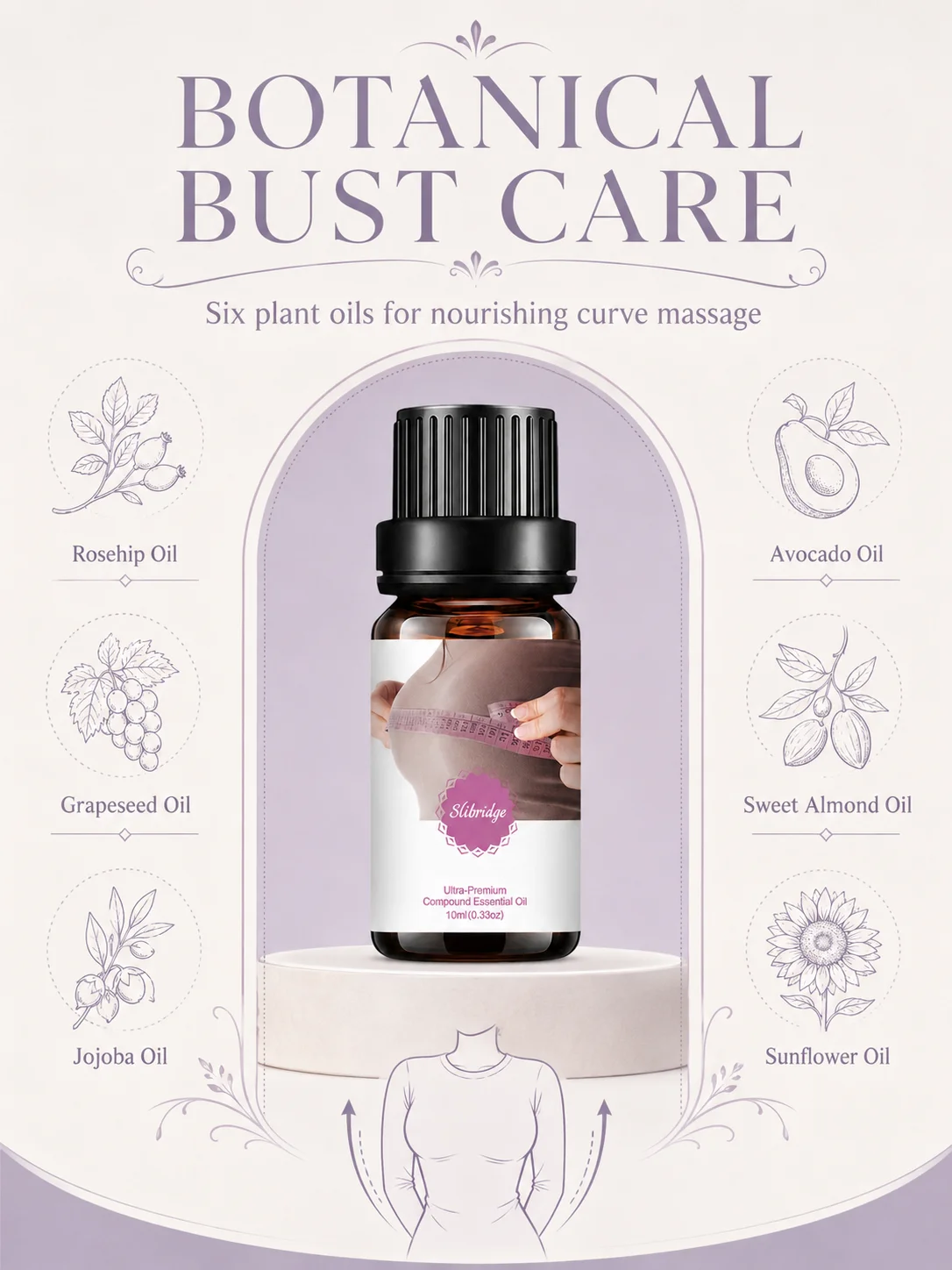 Moisture‑Replenishing Massage Treatment Oil Support Skin Firmness Appearance Ideal for Regular Chest Area Body‑care Routine