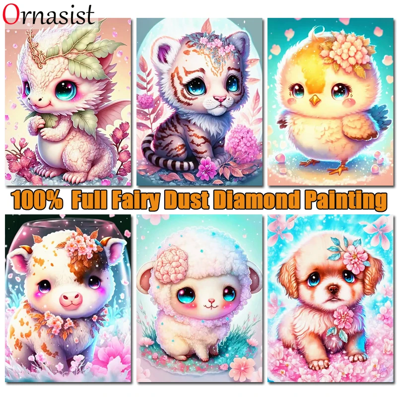 Dragon Diamond Embroidery Animal Cross Stitch Full Crystal Cartoon Painting Tiger Rhinestones Mosaic Fairy Dust Drill Handicraft