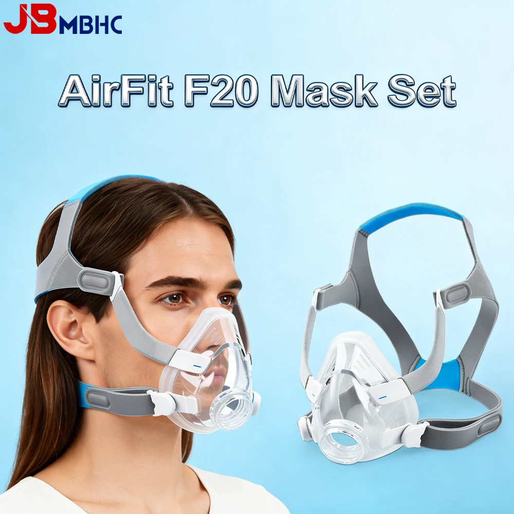 F20 Full Face CPAP Mask Replacement Kit for AirFit F20 Mask Complete Set with Cushion, Headgear, Frame and Essential Clips