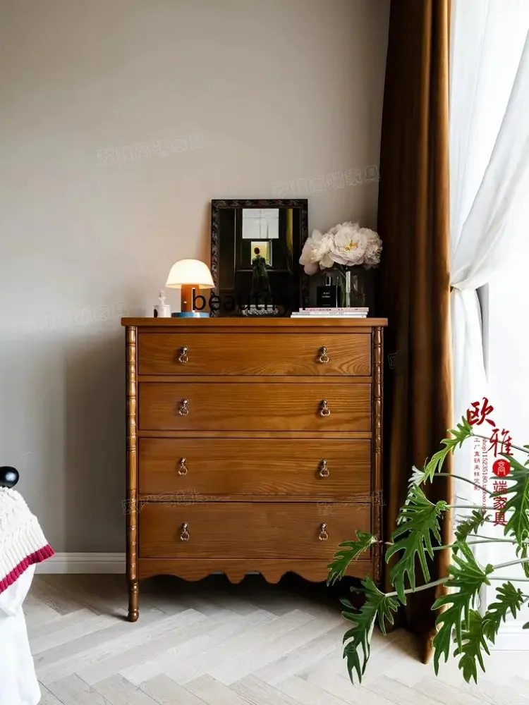 new  Solid Wood Retro Sideboard Cabinet American Four-Bucket Cabinet Bedroom Simple Drawer Locker ss 8617