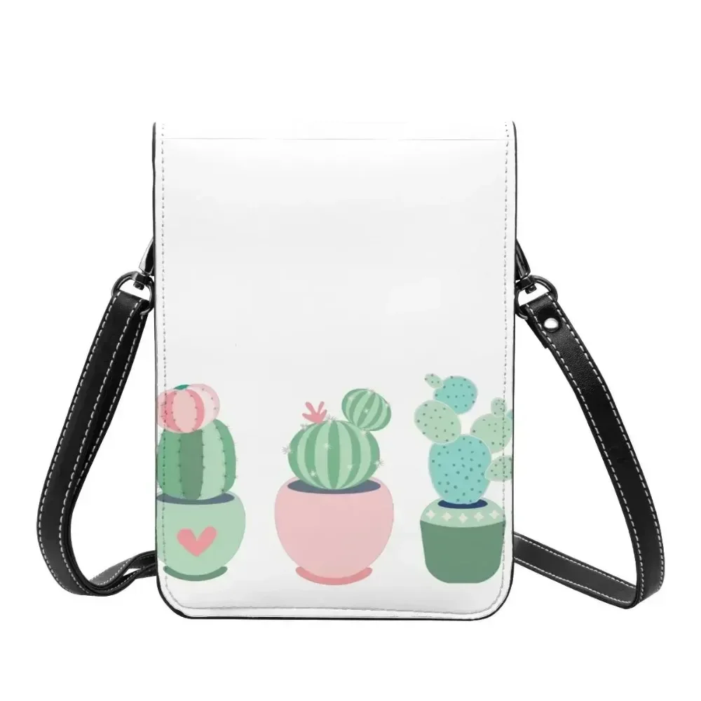 Cactus Shoulder Bag Student Gifts Mobile Phone Bag Funny Leather Work Bags